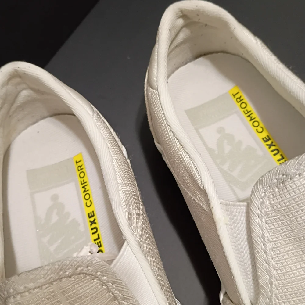 Vans Cream Classic Slip-on Deluxe Comfort Women's Shoes - Picture 7 of 11